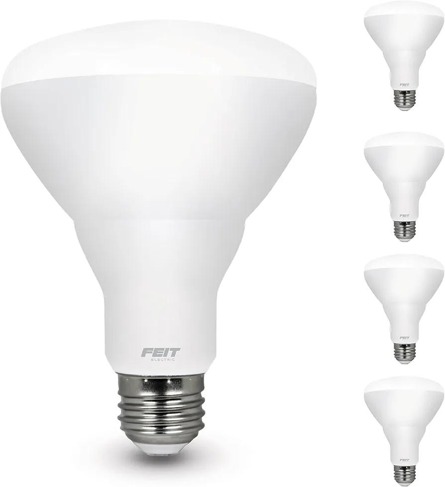 Feit Electric BR30 LED Light Bulb, 65W Equivalent, Dimmable, 650 Lumens, E26 Standard Base, 2700K Soft White, 90 CRI, Recessed Can Light Bulbs, 22-Year Lifetime, BR30DM/927CA/4, 4 Pack