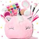 ULOVEME Kids Real Makeup Kit for Girls with Fluffy Purse - Real, Non Toxic, Washable Make Up Toy - Umicorn Toys Gift for 3 4 5 6 7 8 Years Old Girls Birthday (Pink Umicorn)