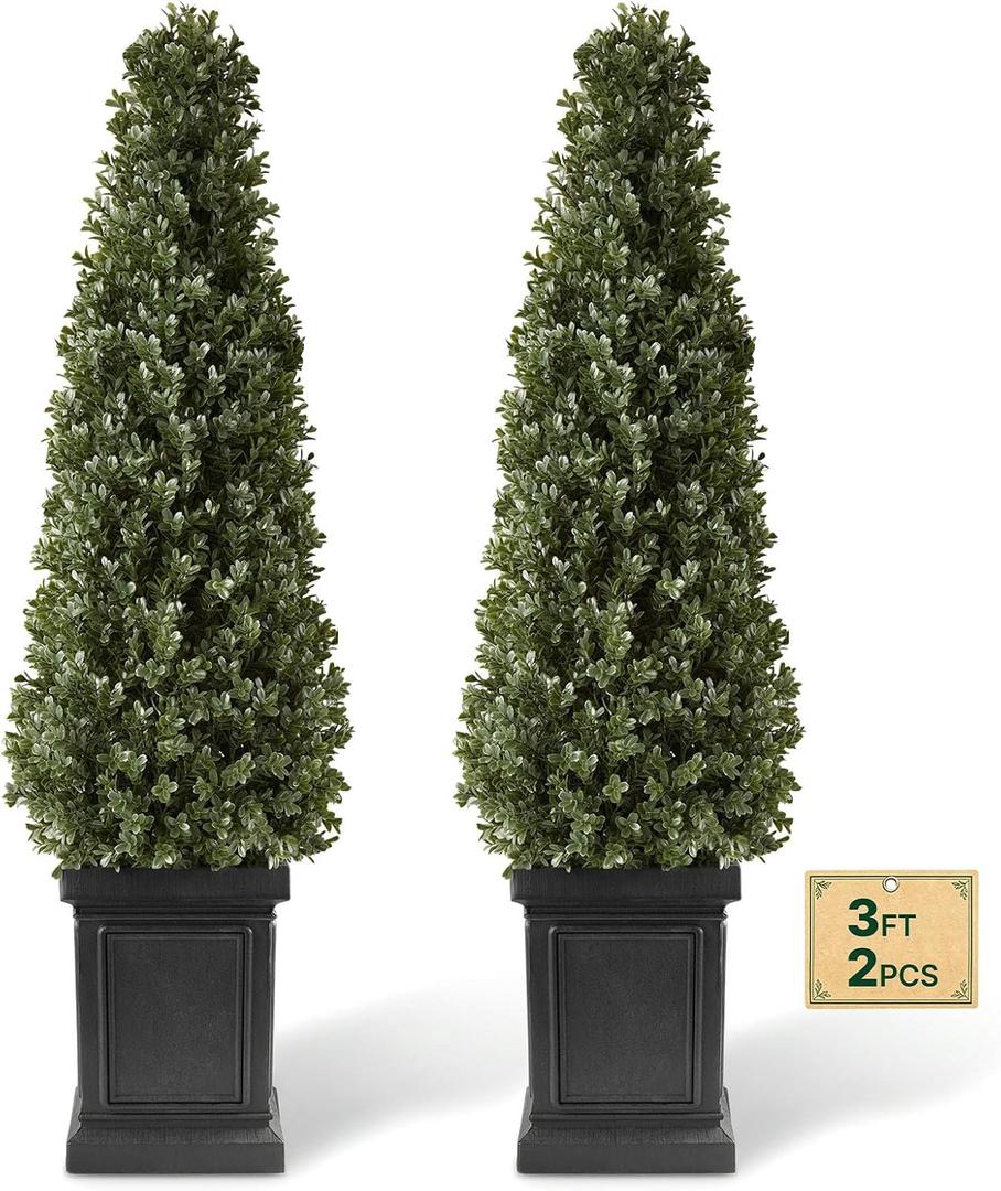VEVOR Artificial Boxwood Topiary 3.3 Ft Set of 2 with Sturdy Pot Greenery