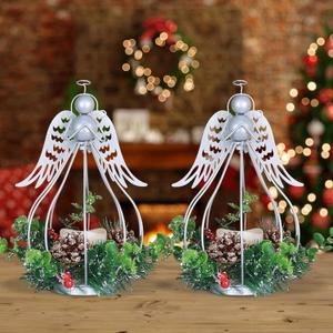 DECORKEY Christmas Lanterns Decorations Outdoor&Indoor, 2PCS Andrew Candle Holders with LED Candle, Pine Cone&red Berry Wreath, Decorative Lanterns for Porch Centerpiece Table Decor Gift