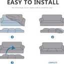 molasofa Leather Look T-Cushion Sofa Slipcovers with 3 Individual Shape Seat Covers for Home Dcor, 4 Pieces - Stretchable, Washable, Non-Pilling, Non-Slip Sofa Slipcover (Sofa, 02 Black)