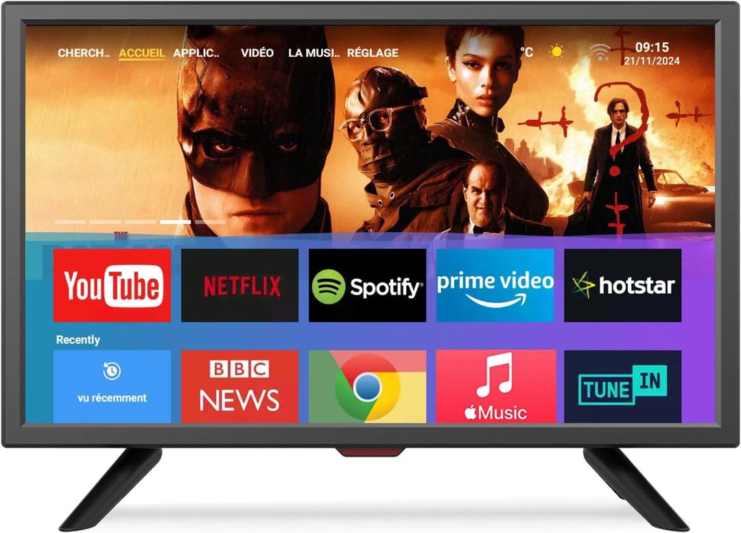 20 inch Full HD Small Smart TV for Kitchen, RV, or On-The-Go Entertainment - Flat Screen TV Built in Smart Operating System/ATSC Tuner/USB/AV/HDMI x2