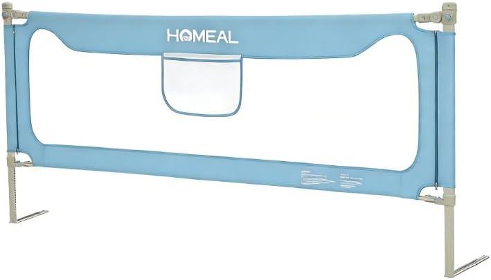 HOMEAL Bed Rail for Toddlers - 59"x24" Extra Long Foldable Toddler Bed Rails for King, Queen, Twin, Full, Double Bed - Breathable Guard Rail for Toddlers with U-Shape Base, Grey