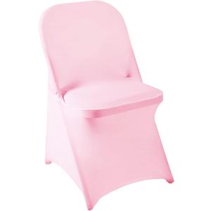 Howhic Folding Chair Covers for Party - 12pcs Pink Universal Spandex Fitted Chair Covers for Wedding, Banquet, Conference