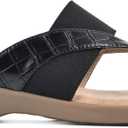 CLIFFS BY WHITE MOUNTAIN Bumble Women's Thong Sandal (6, Black/Croco/Smooth)