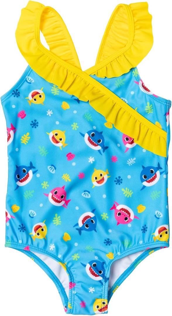 Baby Shark Crossover One Piece Bathing Suit Infant to Toddler (2T, Blue)