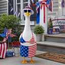 Porch Goose Outfit for 4th of July - Patriotic Costume Independence Day Yard Decorative Cement Statue Clothes