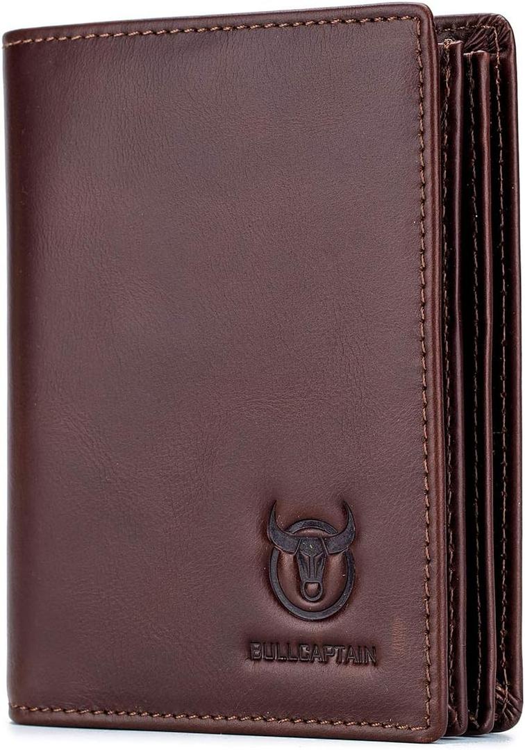 BULLCAPTAIN Large Capacity Genuine Leather Bifold Wallet/Credit Card Holder for Men with 15 Card Slots QB-027