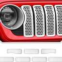 JeCar Mesh Grill Inserts for 2024+ Jeep Wrangler JL JLU Gladiator JT (White)