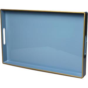 Spsyrine Blue Decorative Serving Tray with Handles, Elegant Plastic Coffee Table Tray for Ottoman, Living Room, Home Decor 15.6" X 10.2" Light Blue