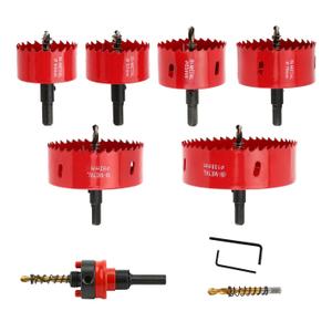 6PCS Hole Saw Kit for Tungsten Hole Cutters in Metal, Aluminium, Wood and Plastic for a Wide Range of Drilling Needs in Different Materials and Hole Diameters. ((2-1/8'' to 4-1/4'')-6PC)