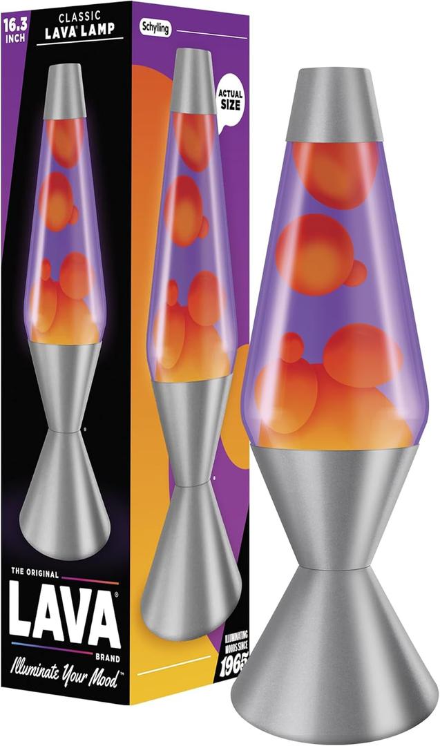 LAVA The Original Lamp - Large 52oz 16.3" - Vivid Twilight - Classic Liquid Motion Lamp - Orange and Purple Liquid - Item #5119