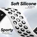 Sport Silicone Bands and Case with Screen Protector Compatible with Apple Watch Band 44mm/45mm/46mm/42mm/41mm/40mm for Men, Breathable Strap and Cover Combo for iWatch Series 11/10/9/8/7/6/5/4/SE (White Black)