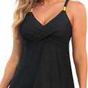 Womens Flowy Tankini Tops Only - Twist V Neck Swimsuit Top Loose Fit Bathing Suit Top Modest Swim Tops No Bottom 2025 XL