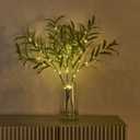 Hairui Lighted Olive Branches with Timer 24IN 72LED Battery Operated, Artificial Greenery Olive Tree Branch with Fairy Lights for Wedding Christmas Home Indoor Outdoor Decoration