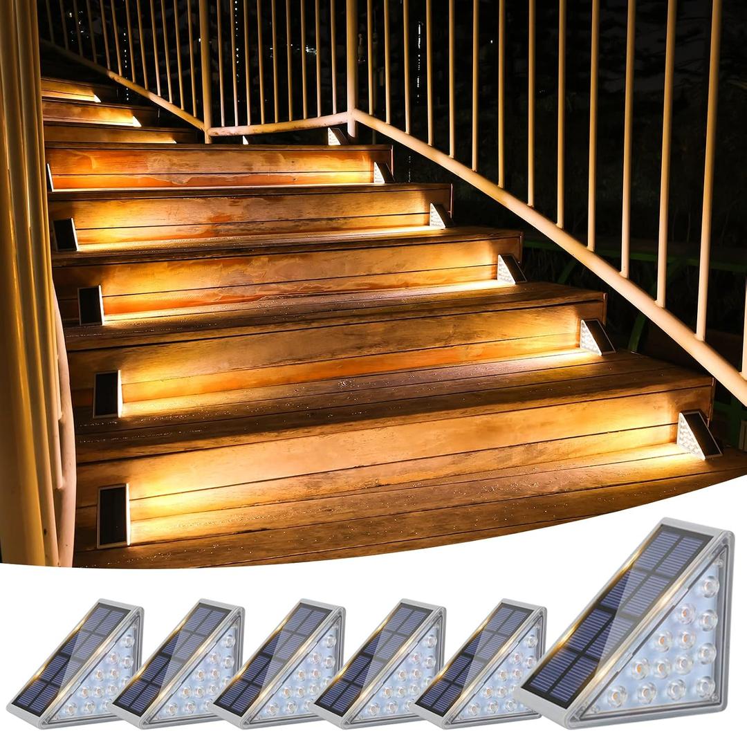 VOLISUN Solar Stair Lights 6 Pack, Solar Step Lights Outdoor Waterproof IP67, LED Outdoor Step Light,Outdoor Light Decor for Garden Stair, Deck, Front Step, Front Porch, and Patio3000K