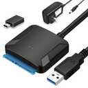 SATA to USB 3.0 Adapter, External Hard Drive Converter Cable for 2.5" 3.5" HDD, SSD with Power Supply
