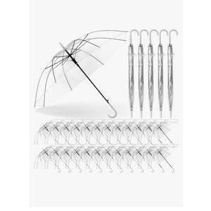 Reginary 30 Pieces Wedding Umbrellas Bulk Auto Open Stick Umbrellas with White European J Hook Handle Windproof Large Canopy Umbrella for Outdoor Wedding Bride Groom Photography Golf