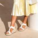 DREAM PAIRS Women's Wedge Sandals Open Toe Espadrilles Sandals Comfortable Dress Casual T-strap Platform Wedges with Arch Support for Walking Beach Summer Shoes, Size 7.5,White