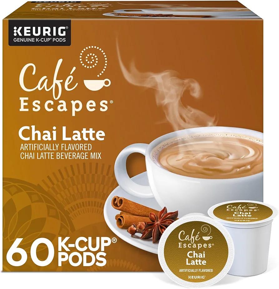 Café Escapes Chai Latte, Single-Serve K-Cup Pods, 60 Count BB 05/12/2026