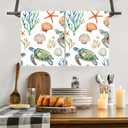 Sea Turtle Coral Nautical Kitchen Towels Set of 2 Dish Towels Kitchen Hand Towels Absorbent Quick Dry Microfiber Cloth Dish Towels Drying Towel 18" x 26",