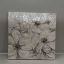 Kunstorner White Grey Flowers Wall Art: Abstract Blossom Grey Floral Painting, Framed, 24x24, for Bathroom, Bedroom, Living Room