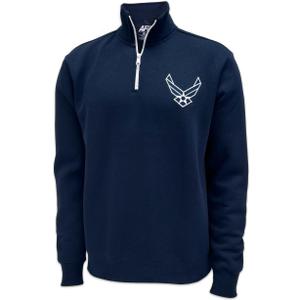 Armed Forces Gear US Air Force Wings Tackle Twill Embroidered Fleece Quarter Zip Sweatshirt (Navy,M)