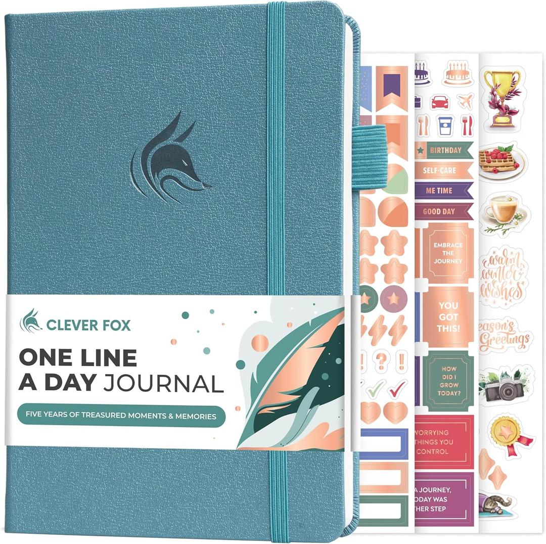 Clever Fox One Line A Day Journal  5-Year Memory Notebook  Daily Time Capsule Diary for Women & Men Five-Year Day-by-Day Planner (Aquamarine)