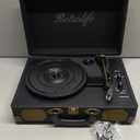 Vinyl Record Player 3-Speed Bluetooth Suitcase Portable Belt-Driven Record Player with Built-in Speakers RCA Line Out AUX in Headphone Jack Vintage Turntable (black)