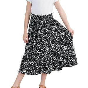 Girls Long Skirt Maxi for Girls Kids Ruffle High Waisted Skirts Summer Cute Boho Clothes Size 14 Years Black