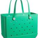 Fazhesici Large Beach Waterproof Travel Tote Bag Washable Open Tote Bag for Beach Boat Pool Work Green