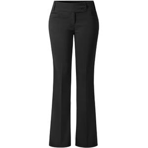 Design by Olivia Women's Relaxed Boot-Cut Office Pants Trousers Slacks (Black, Small)