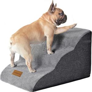  Wide Dog Steps Stairs for Bed 3 Steps 16" High for Dogs, Dog Ramp High Density Foam Pet Stairs Washable Cover and Non-Slip Base