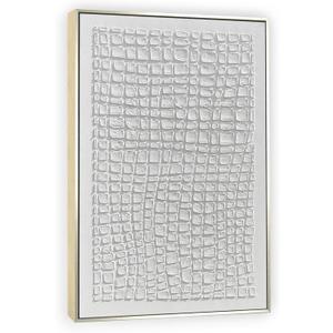Hand Painted White Textured Abstract Oil Painting Wall Art Modern Large Framed Artwork for Living Room Hallway 46x31 Vertical Wall Decor (AllWhite)