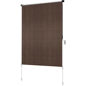 60" W x 72" L Exterior Roller Shades - High Wind Resistance Outdoor Blinds with All-Weather Fabric, Cordless Design for Gazebo/Porch/Backyard, Sun Barrier, Brown