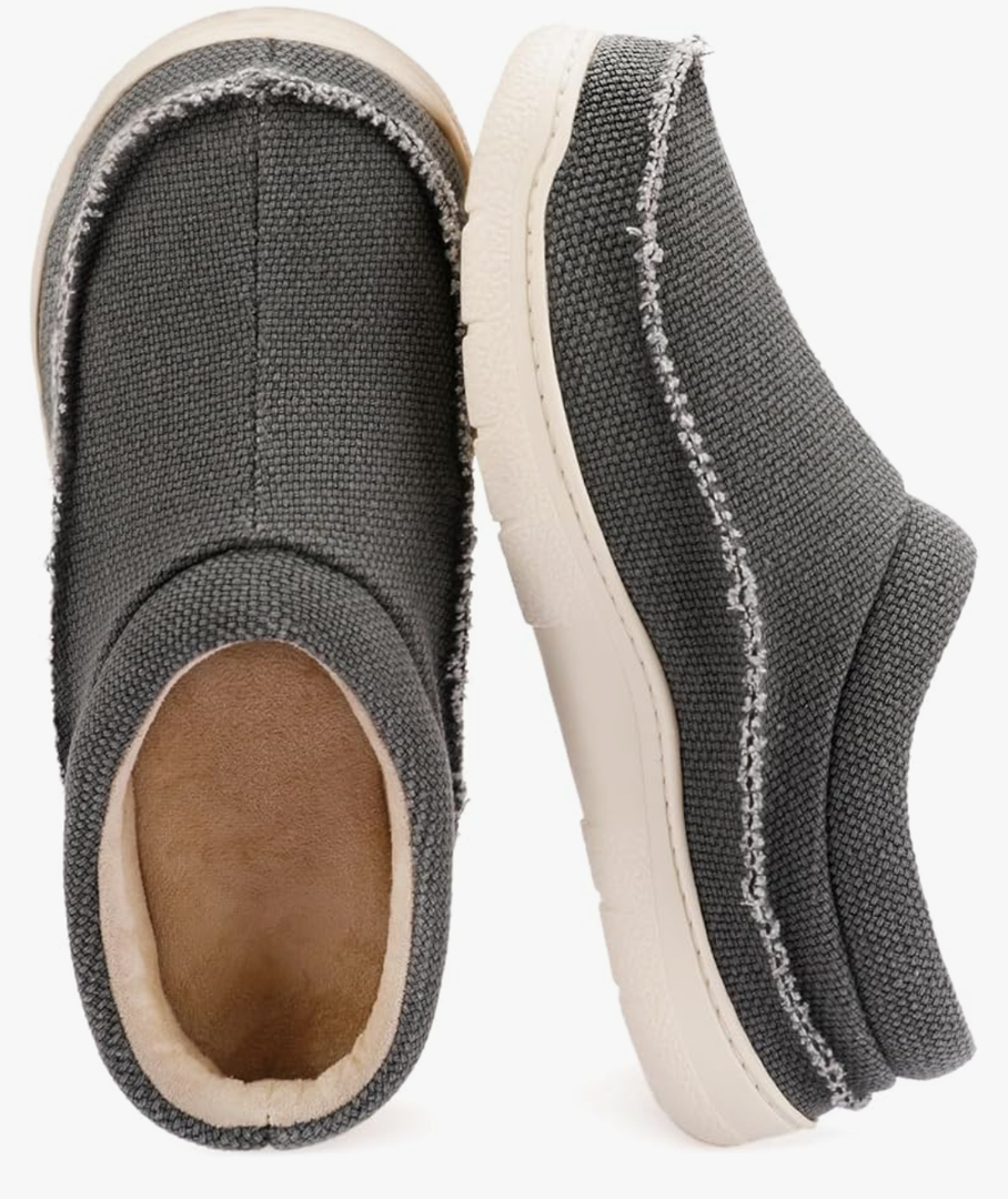 Zigzagger Men's Slip On Moccasin Slippers, Indoor/Outdoor Warm Fuzzy Comfy House Shoes, Fluffy Wide Loafer Slippers, Size 13-14