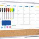 Calendar Whiteboard Dry Erase Cork Board Combo for Wall, 24" x 18" Monthly Magnetic Calendar White Board and Bulletin Board for Office, Kitchen, School, Home (Style A)