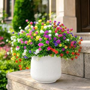 CLEANGOR 12 Pcs Artificial Flowers for Outdoors Decorations (6 Color) | No Fade Fake Plastic Flower, UV Resistant Artificial Outdoor Plant, for Spring Summer Garden, Porch, Home Wedding Farmhouse