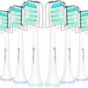 Senyum Replacement Brush Head for Philips Sonicare, Toothbrush Heads Replacement Compatible with Phillips Sonicare and More Click-on Handles, 8 Pack White (Mint Green)