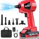 UADCA Rechargeable Compressed Air Duster | 200,000 RPM Turbo Air Blower | 6 Nozzles for PC, Electronics, Car Interiors & Dry Debris | LED Light & Portable (Red)