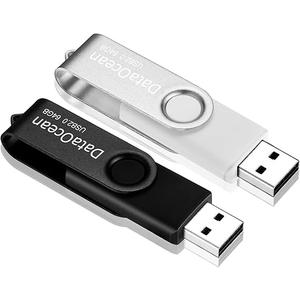 2 Pack 64GB USB 2.0 Flash Drive Memory Stick Thumb Drives Swivel Design(2 X 64GB: Black Silver)