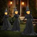 Halloween Witch Decorations Outdoor, 5 FT Set of 3 Light Up Witches Stakes