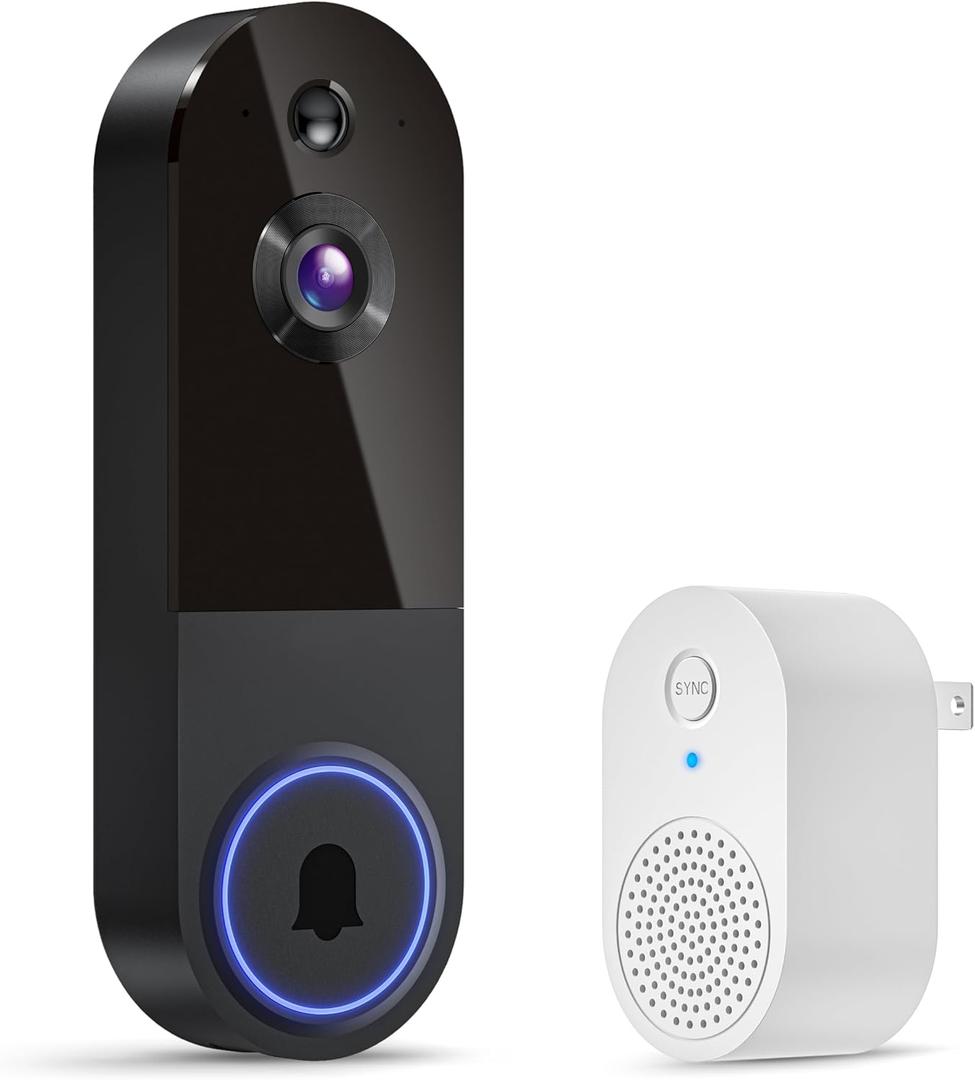 1080p Wireless Video Doorbell Camera, AI Human Detection, 2-Way Talk, Night Vision, Cloud Storage, Real-Time Alerts, Battery Powered, 2.4G Wi-Fi Only