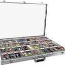 Portable Trade Show Display CaseAluminum Glass Display Case for CardsCard Show Display case,Can Store Anti-Ultraviolet Cards for Jewelry, Trading Card, Collectibles Shows (Silver, 1 PCS/34 inch)