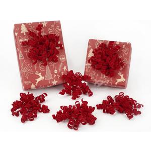HUIHUANG Red Velvet Bows for Gift Wrapping Self Adhesive Velvet Christmas Gift Bows Burst Curly Ribbon Bows for Presents, Christmas Gift Wrapping, Treat Bags, Party Favor, Crafts-6 inch x 6 Counts