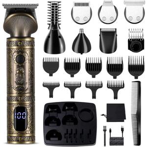 Scttomon Beard Trimmer Kit Professional Hair Clipper Zero Gapped T-Blade Electric Shaver Razor Nose Body Trimmer for Men Cordless Grooming Kit 7 in 1