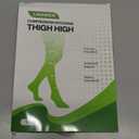 Thigh High Compression Stockings for Women and Men, 20-30 mmHg Medical Compression Socks, Closed Toe, Dot Top, Graduated Support Hoses for Leg Fatigue, Varicose Veins, Swelling (Large, Black)