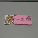 UnnFiko Wallet Phone Case Compatible with iPhone 16 Pro Max, Cute Light Luxury Bag Design, Purse Flip Card Pouch Cover Soft Silicone Case with Handstrap Long Shoulder Strap (Pink, iPhone 16 Pro Max)