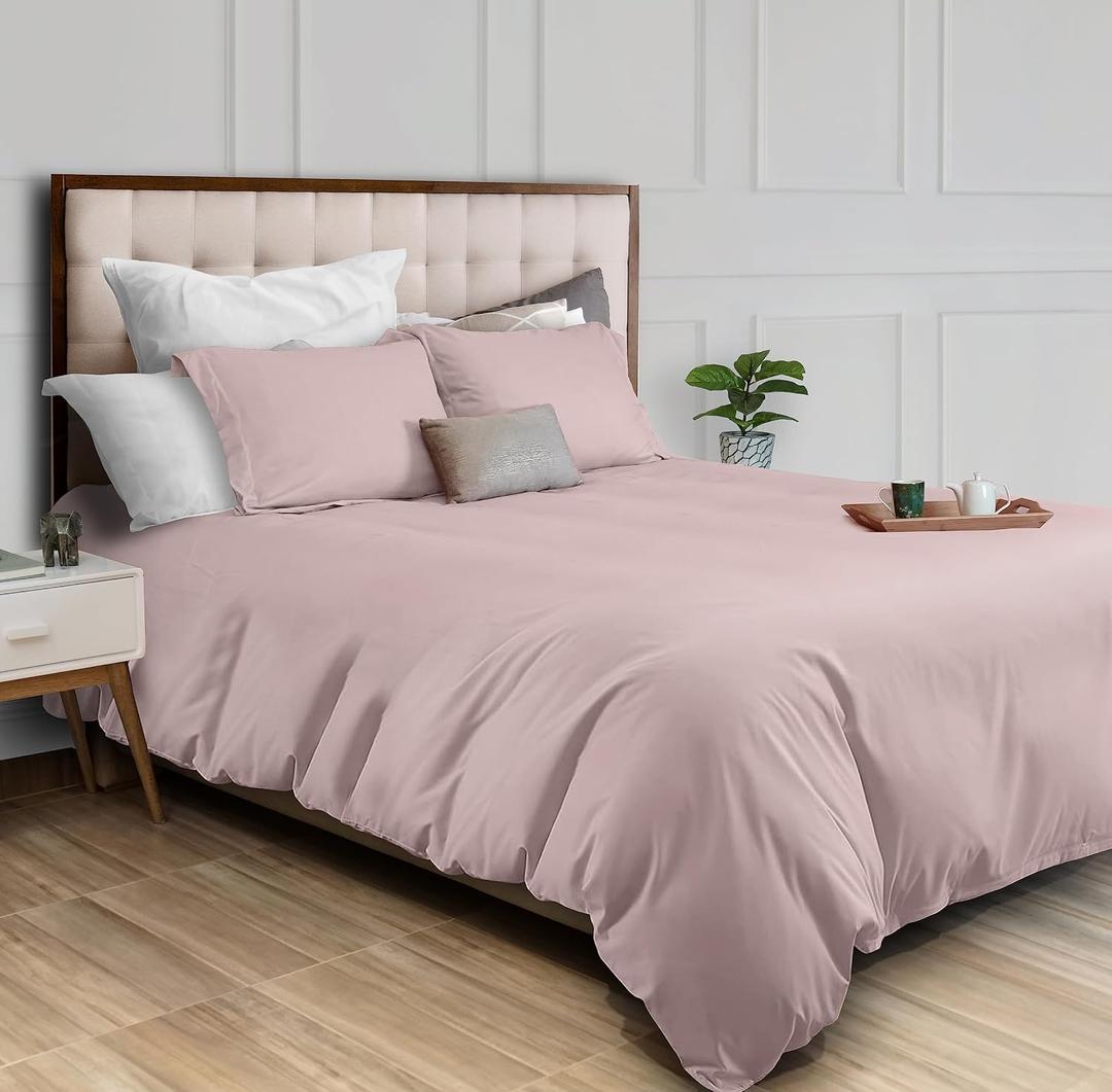 White Classic Pink Duvet Cover King Size, Microfiber Duvet Cover with Zipper, Set of 1 Down Comforter Cover with 2 Pillow Shams, Luxury Comforter Cover King Size | Comforter Not Included
