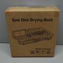 Small Expandable Over The Sink Dish Drainer Drying Rack In Stainless Steel Metal For Kitchen, Counter Space Saving Compact Above Plate Dryer Strainer, Adjustable Hanging Inside Sink Wire Drain Holder (Silver)